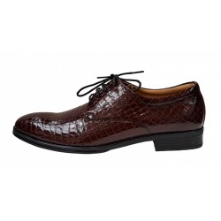 Pantofi barbati office, eleganti din piele naturala, Croco, Maro, LAC, TEST64CRML