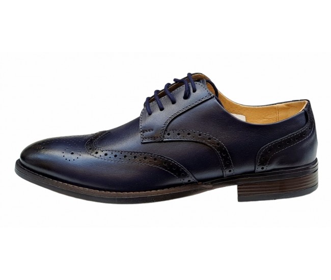 Pantofi barbati office, eleganti din piele naturala, Bleu Navy, TEST68BL