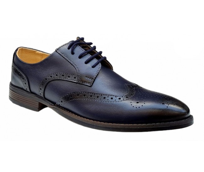 Pantofi barbati office, eleganti din piele naturala, Bleu Navy, TEST68BL