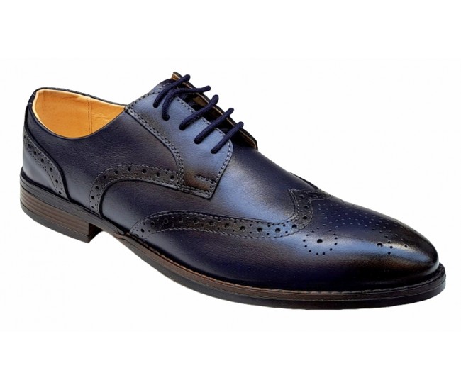 Pantofi barbati office, eleganti din piele naturala, Bleu Navy, TEST68BL