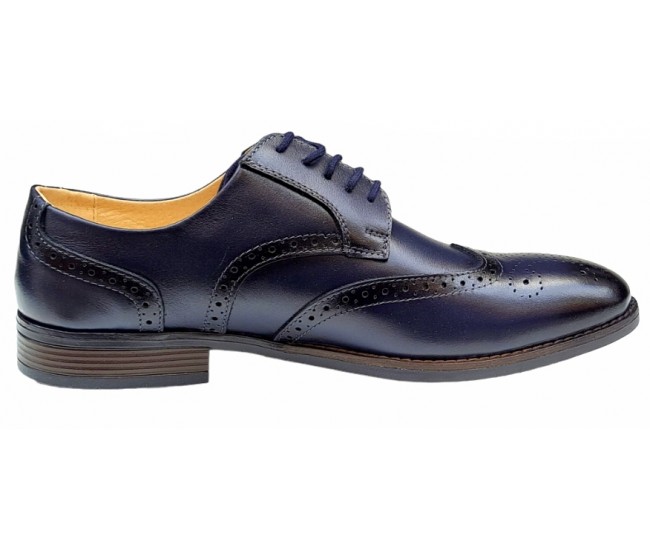 Pantofi barbati office, eleganti din piele naturala, Bleu Navy, TEST68BL