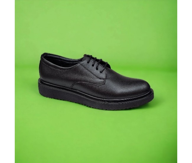 Pantofi dama casual, din piele naturala, negru box, TEST690N