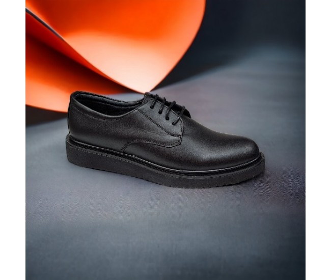 Pantofi dama casual, din piele naturala, negru box, TEST690N