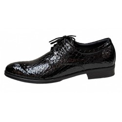 Pantofi barbati office, eleganti  din piele naturala, Croco, Negri Lac, TEST819NC