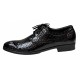 Pantofi barbati office, eleganti  din piele naturala, Croco, Negri Lac, TEST819NC