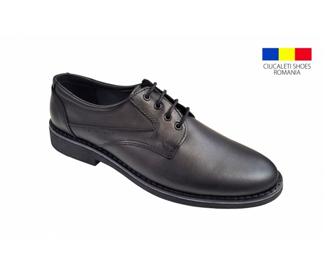 Pantofi barbati, casual, din piele naturala, Negru, Ciucaleti Shoes, TEST87N