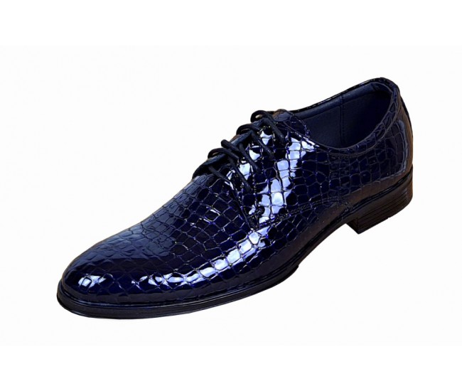 Pantofi barbati eleganti din piele naturala, Croco, bleumarin inchis, LAC, TESTCROCOBL