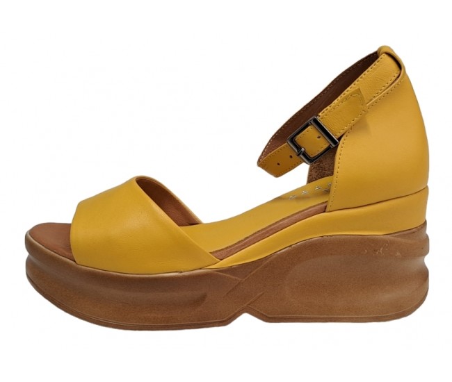 Sandale dama, piele naturala, platforme 5cm, Galben, ALPETTO - TRK22G