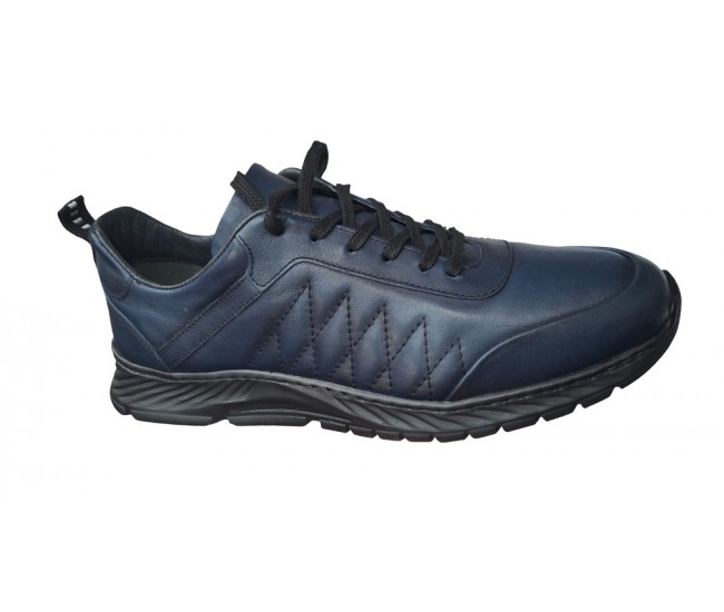 Pantofi barbati sport, casual din piele naturala, bleuarin, Ciucaleti Inacalaminte, VIK782BL