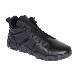 Ghete barbati din piele naturala imblanite, Vikoty Negru VIK851N