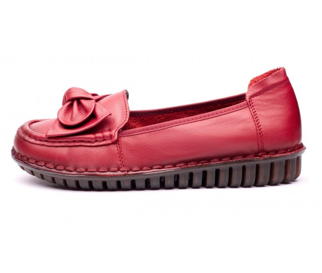 Pantofi dama casual din piele naturala Ciucaleti Aisha Rosu