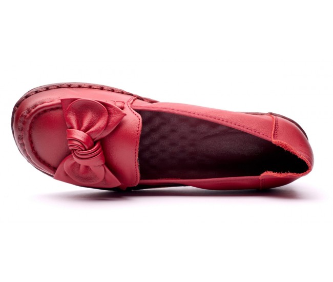 Pantofi dama casual din piele naturala Ciucaleti Aisha Rosu