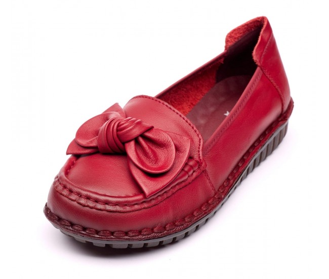 Pantofi dama casual din piele naturala Ciucaleti Aisha Rosu