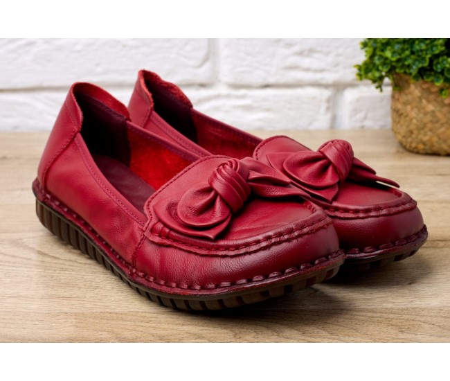 Pantofi dama casual din piele naturala Ciucaleti Aisha Rosu