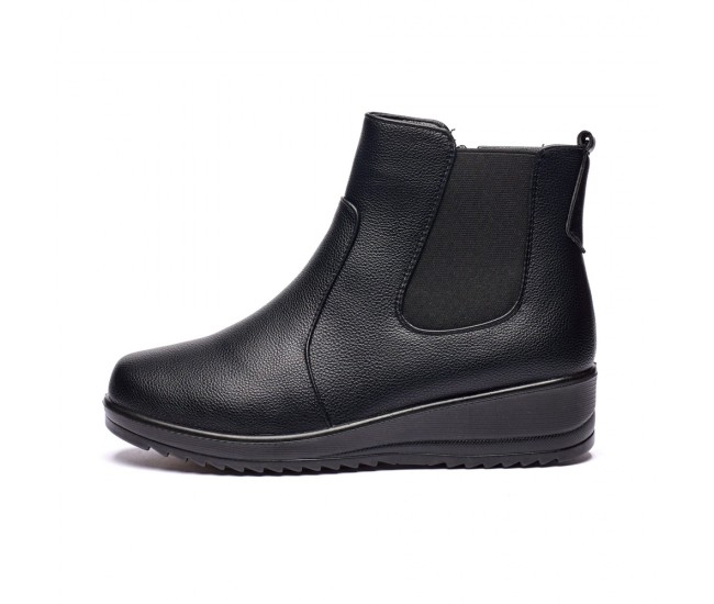 Ghete dama din piele eco cu fermoar imblanite Negru  W33-8N