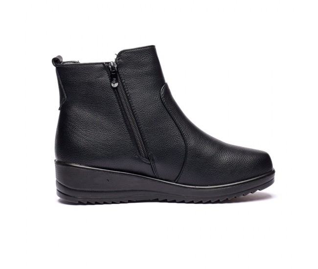 Ghete dama din piele eco cu fermoar imblanite Negru  W33-8N