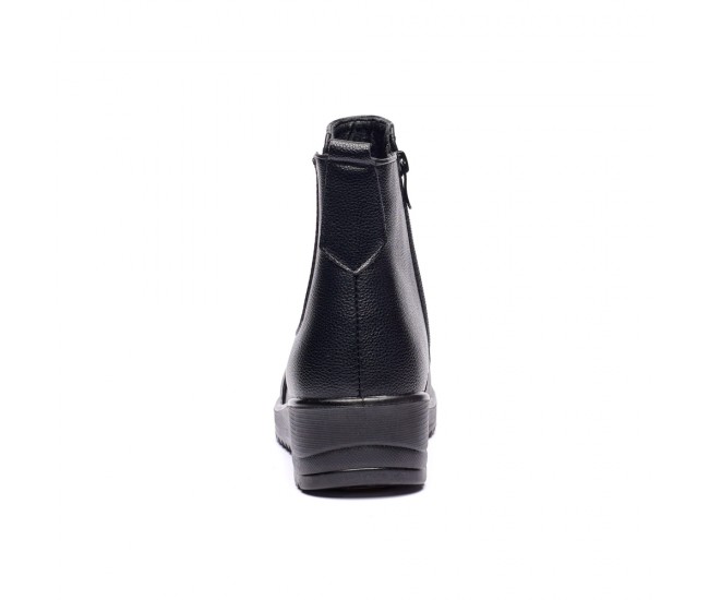 Ghete dama din piele eco cu fermoar imblanite Negru  W33-8N