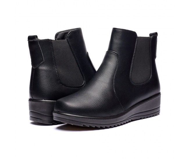 Ghete dama din piele eco cu fermoar imblanite Negru  W33-8N