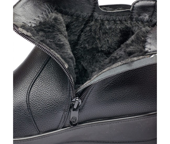 Ghete dama din piele eco cu fermoar imblanite Negru  W33-8N