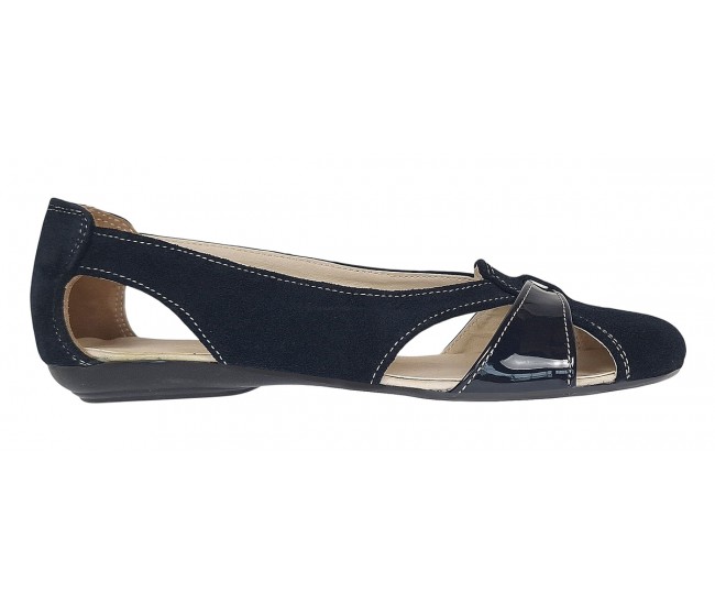 Balerini dama casual din piele naturala intoarsa de culoare neagra - ZENALNV