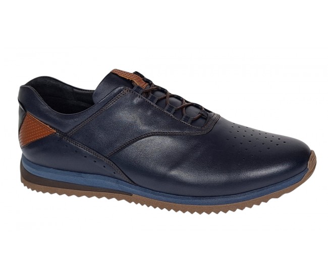 Pantofi barbati casual, sport din piele naturala bleumarin - Zidan Marimea 44