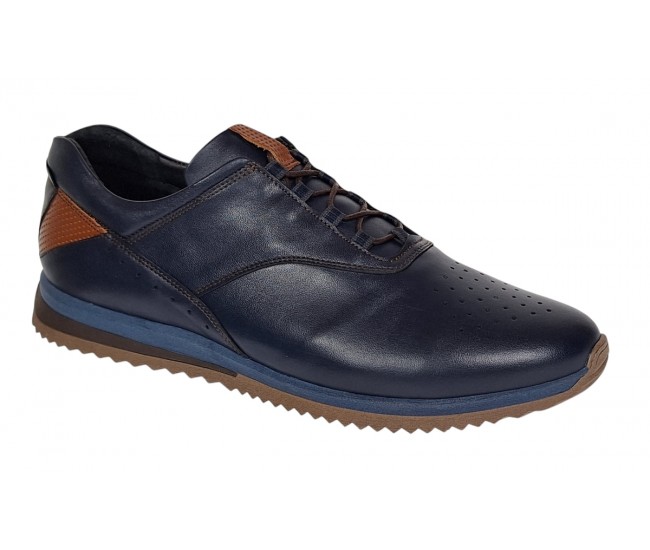 Pantofi barbati casual, sport din piele naturala bleumarin - Zidan Marimea 44