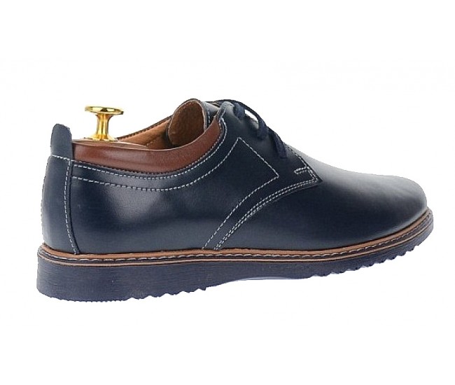 Pantofi barbati casual din piele naturala - Model bleumarin L330BLM