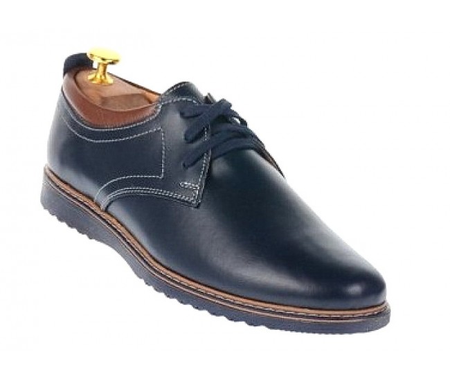 Pantofi barbati casual din piele naturala - Model bleumarin L330BLM