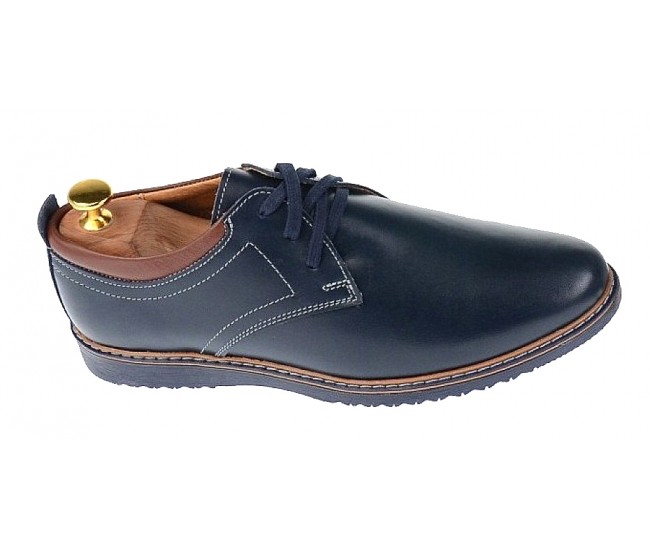 Pantofi barbati casual din piele naturala - Model bleumarin L330BLM