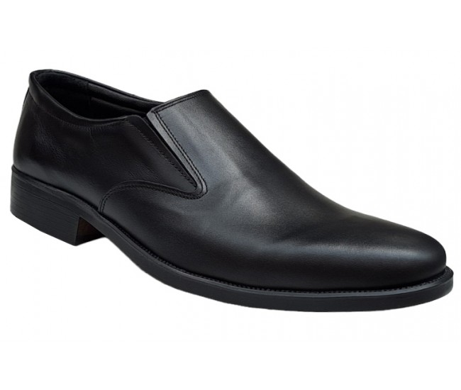 Oferta marimea 40- Pantofi barbati, eleganti, din piele naturala, cu elastic, Negru, lADY3NEL