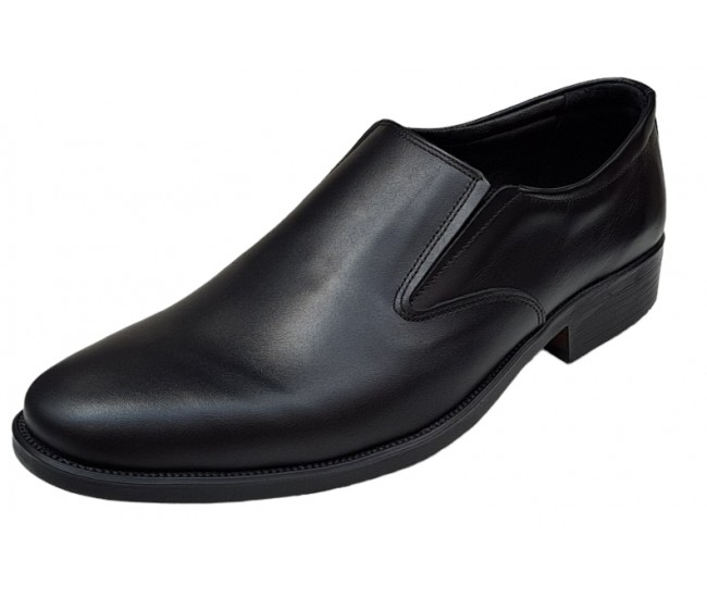 Oferta marimea 40- Pantofi barbati, eleganti, din piele naturala, cu elastic, Negru, lADY3NEL