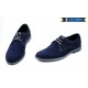 Pantofi barbati casual - eleganti din piele naturala intoarsa bleumarin - PABLUVEL