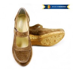 Pantofi dama piele intoarsa cu platforma, casual maro - P9154M