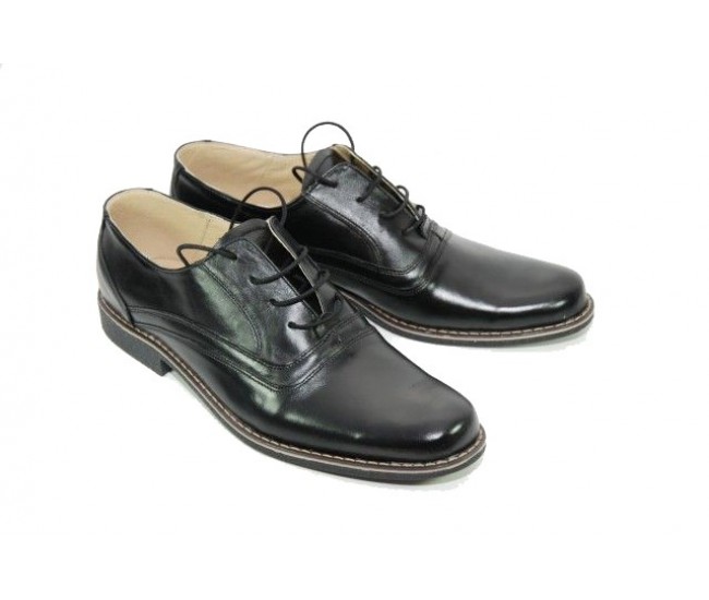 Pantofi negri barbati casual, eleganti din piele naturala LUX76N