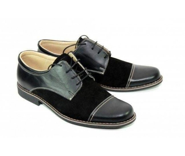 Pantofi negri barbati casual-eleganti din piele naturala