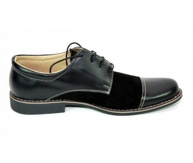 Pantofi negri barbati casual-eleganti din piele naturala