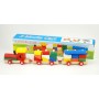 Jucarie creativa din lemn, trenulet cu vagoane si forme geometrice 1114B