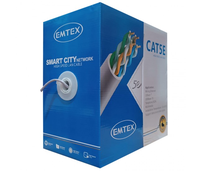 CABLU UTP CAT5E CUPRU 25AWG 0.45MM 305M EMTEX 