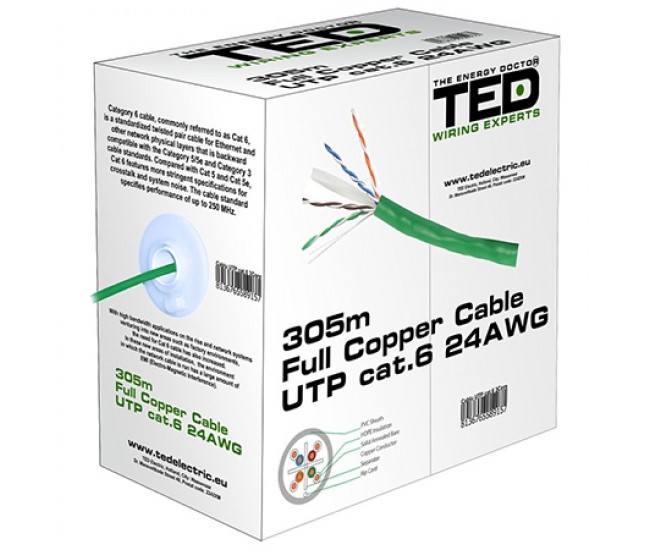 CABLU UTP CAT 6 CUPRU 0.5MM 305M TED ELECTRIC 