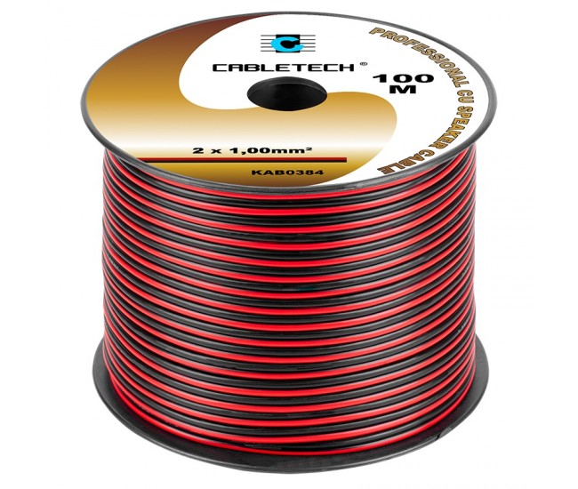 CABLU DIFUZOR CUPRU 2X1.00MM ROSU/NEGRU 100M 