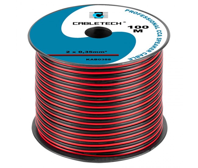 CABLU DIFUZOR CCA 2X0.35MM ROSU/NEGRU 100M