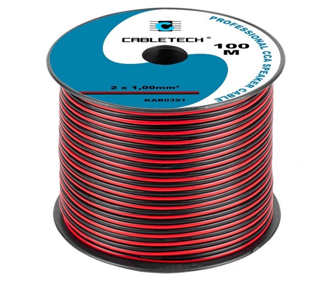CABLU DIFUZOR CCA 2X1.00MM ROSU/NEGRU 100M 
