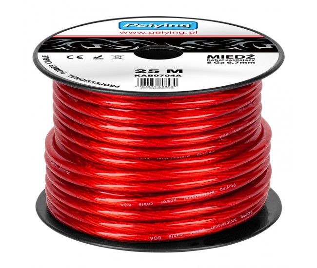 CABLU PUTERE CU 8GA (6.7MM/8.31MM2) 25M ROSU 