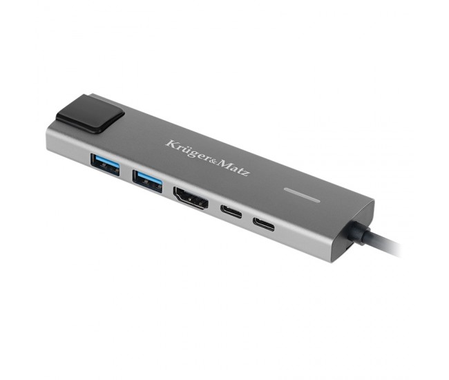 ADAPTOR HUB USB TIP C HDMI/2X USB3.0/2X USB TIP C/RJ45 