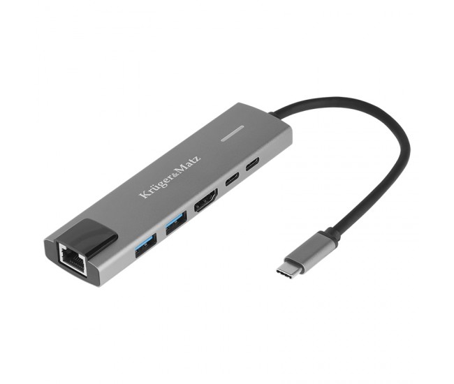 ADAPTOR HUB USB TIP C HDMI/2X USB3.0/2X USB TIP C/RJ45 