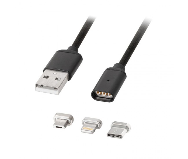 CABLU USB MAGNETIC MICRO USB / LIGHTNING 1M 