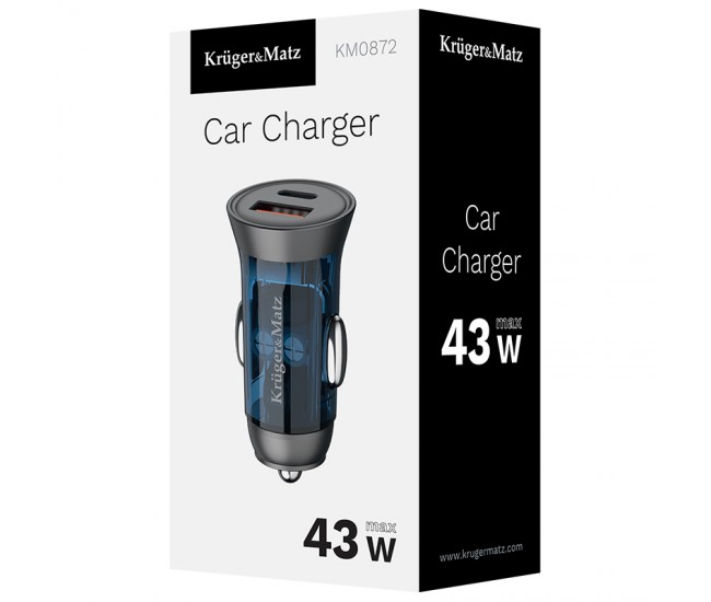 INCARCATOR AUTO USB / TYPE C QC PD 45W KRUGER&MATZ 