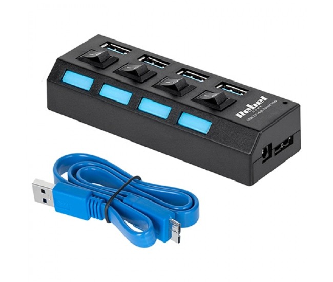 HUB USB 3.0 4 PORTURI REBEL 