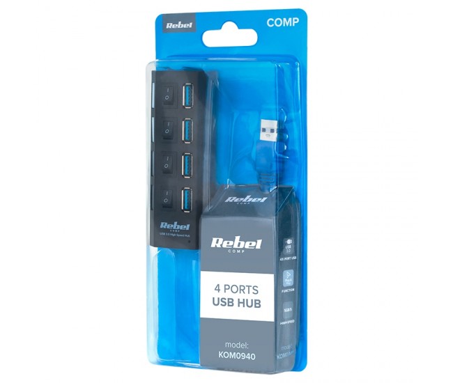 HUB USB 3.0 4 PORTURI REBEL 