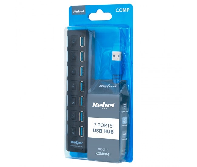 HUB USB 3.0 7 PORTURI REBEL